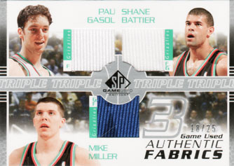 P.Gasol/S.Battier/M.Miller SP Game Used Jersey